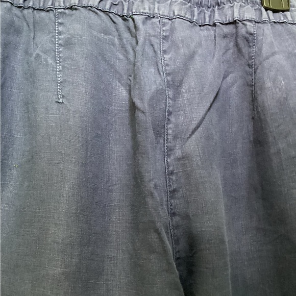 Tommy Hilfiger Women's LINEN Navy Wide Leg Pants - Picture 6 of 9